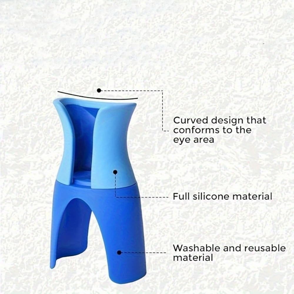 FUPUAII reusable eye drop applicator helper showing a standard bottle inserted into the flexible adapter sleeve.