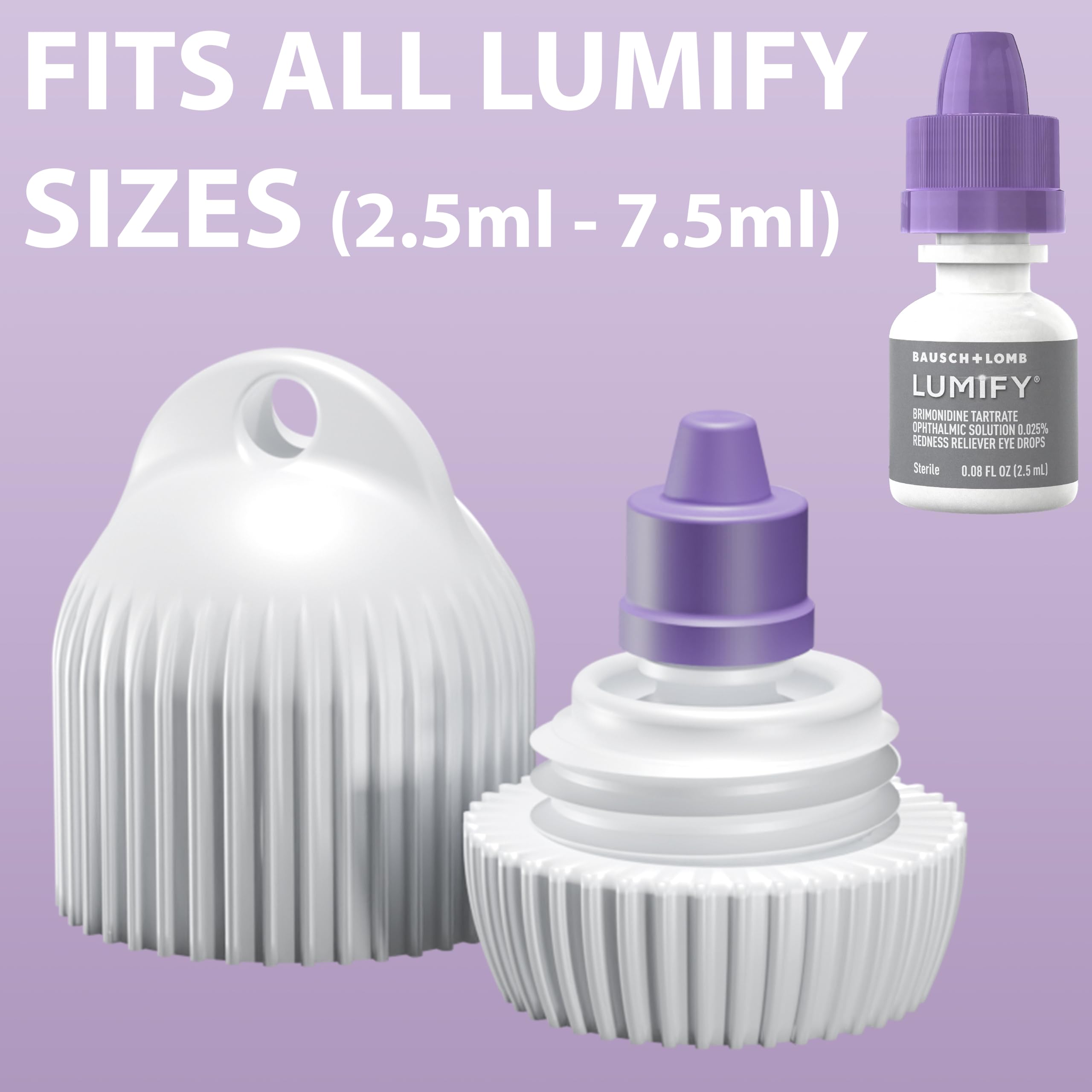 Generic eye drop protective holder unscrewed to reveal the precision fit interior compartment