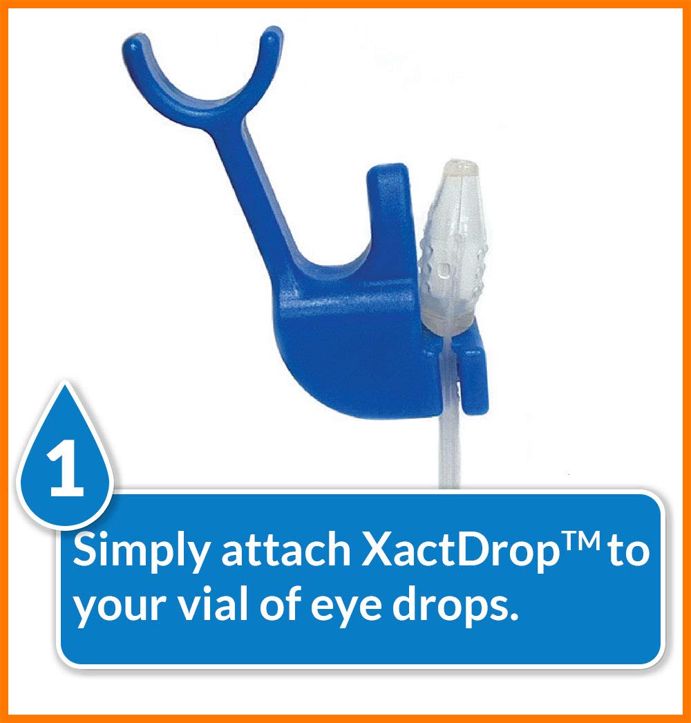 XactDrop single-dose eyedrop applicator side angle demonstrating the ergonomic eye guide rim.
