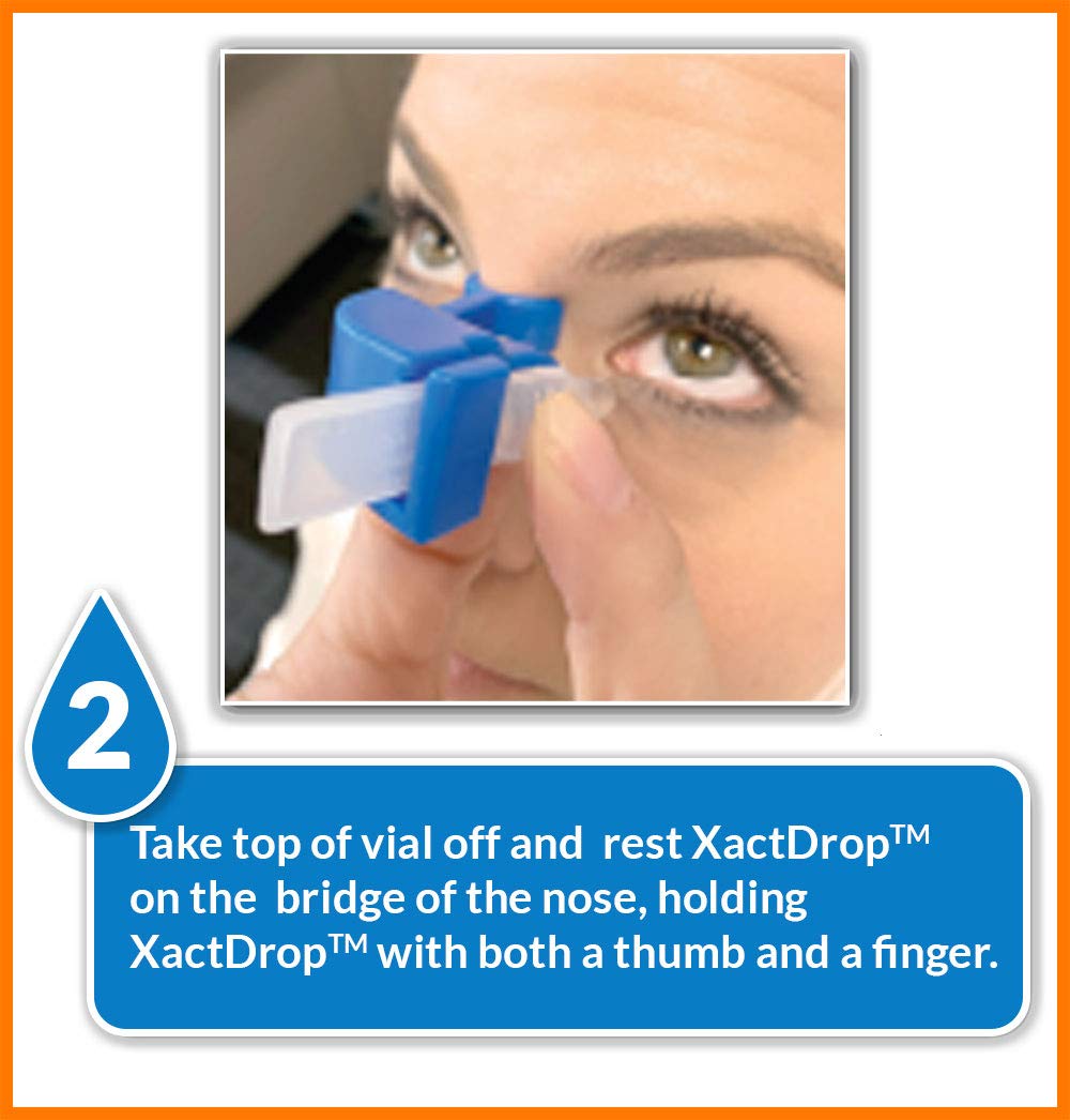 XactDrop medical guide device positioned next to its included gray fabric travel pouch.