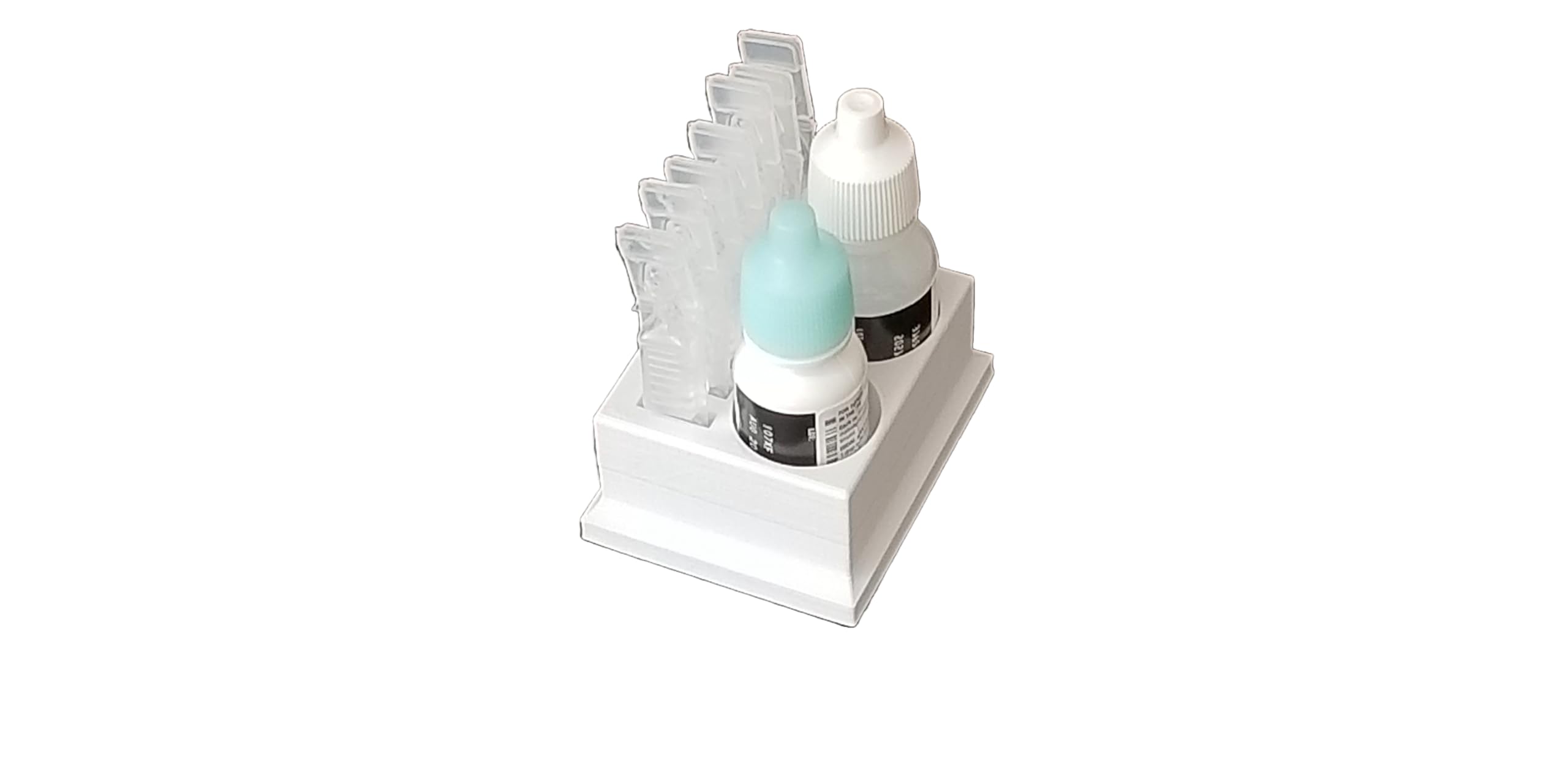Close up view of the durable plastic construction and slots of the Znet3D prescription bottle holder