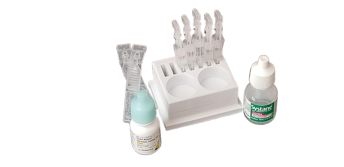 Znet3D medical organizer showing universal compatibility with multiple brands of disposable eye care vials