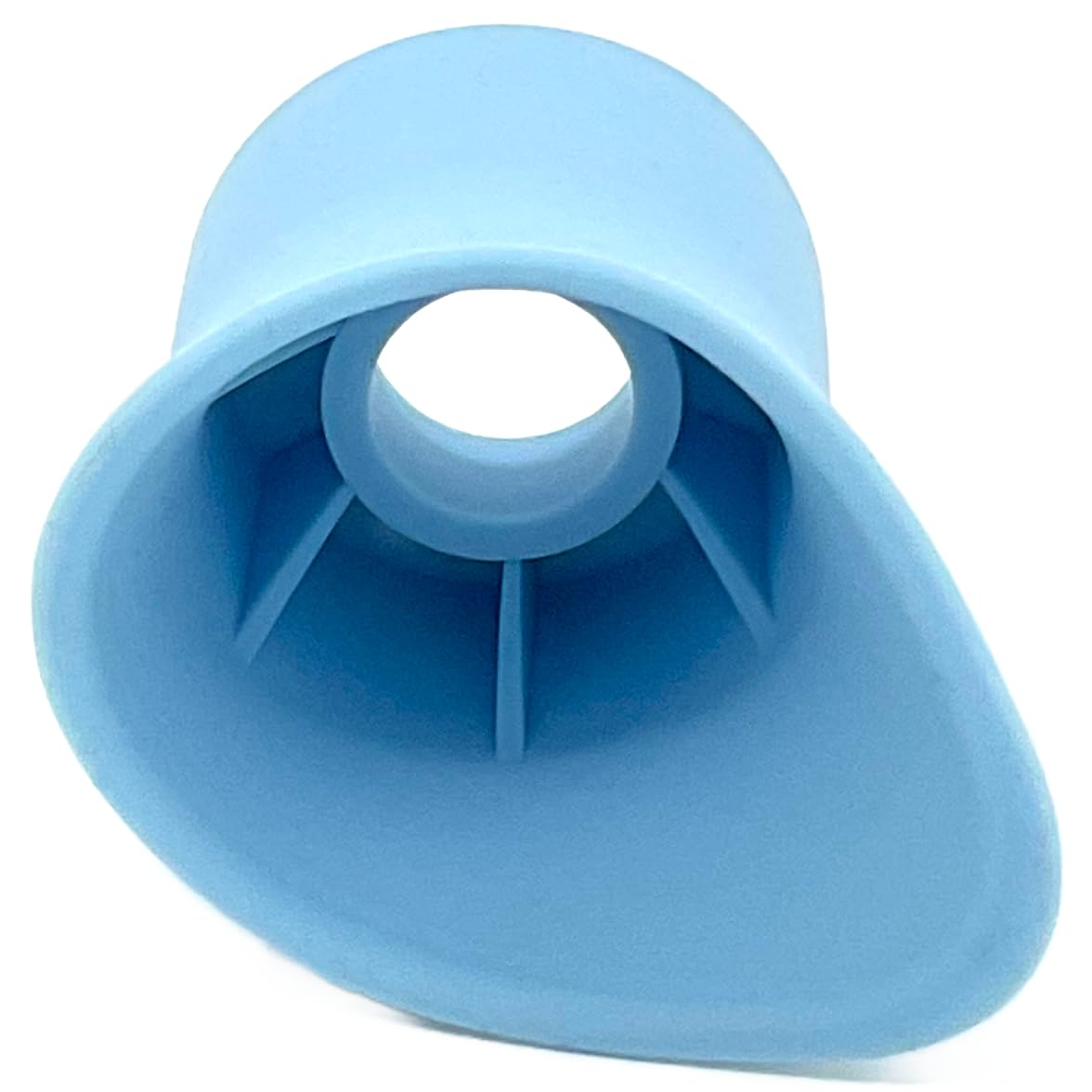 Demonstration of the ergonomic eye drop applicator cup positioned safely over the eye socket for precise alignment