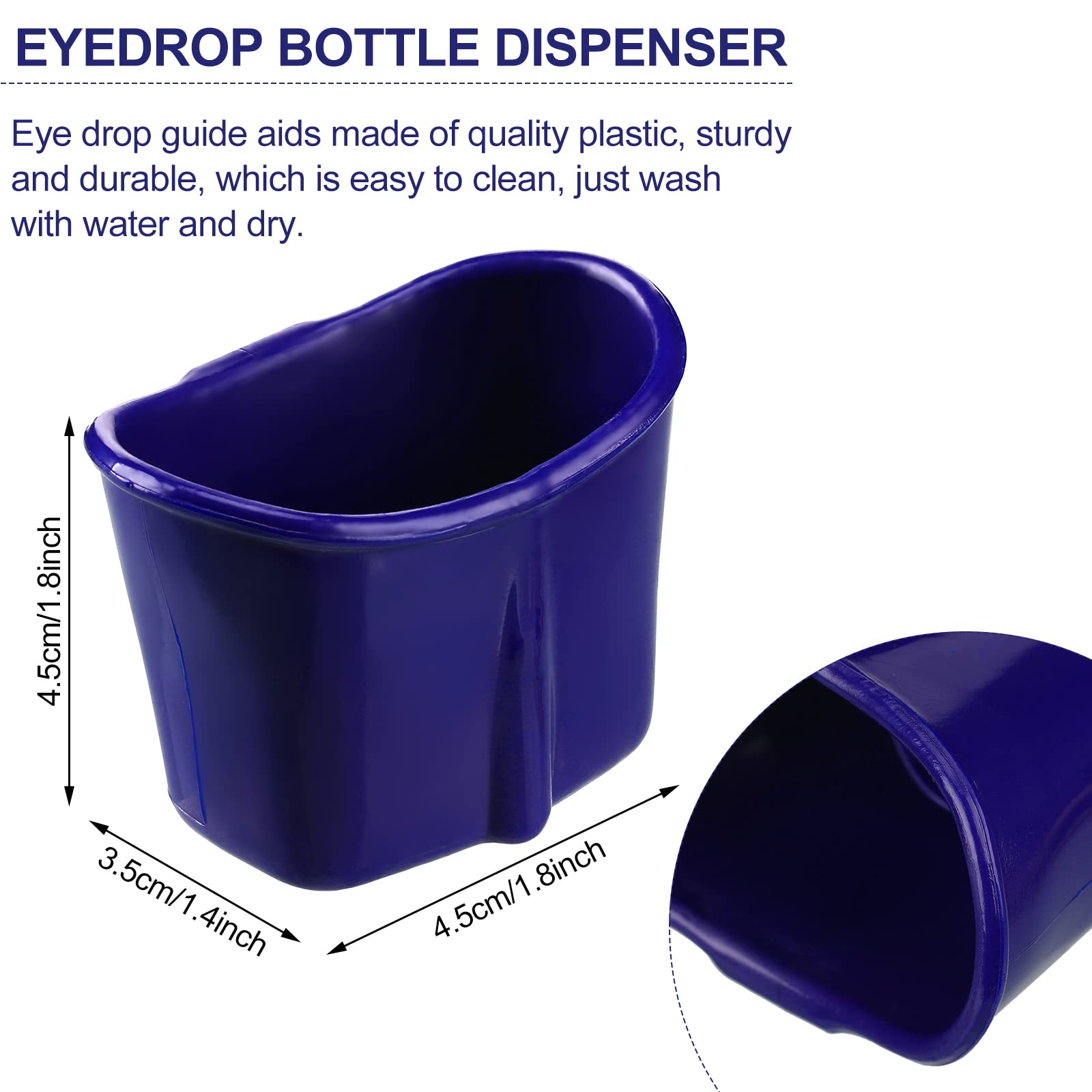 Jutom eye drop helper aid device showing the ergonomic contour design meant to fit over the senior user eye socket safely