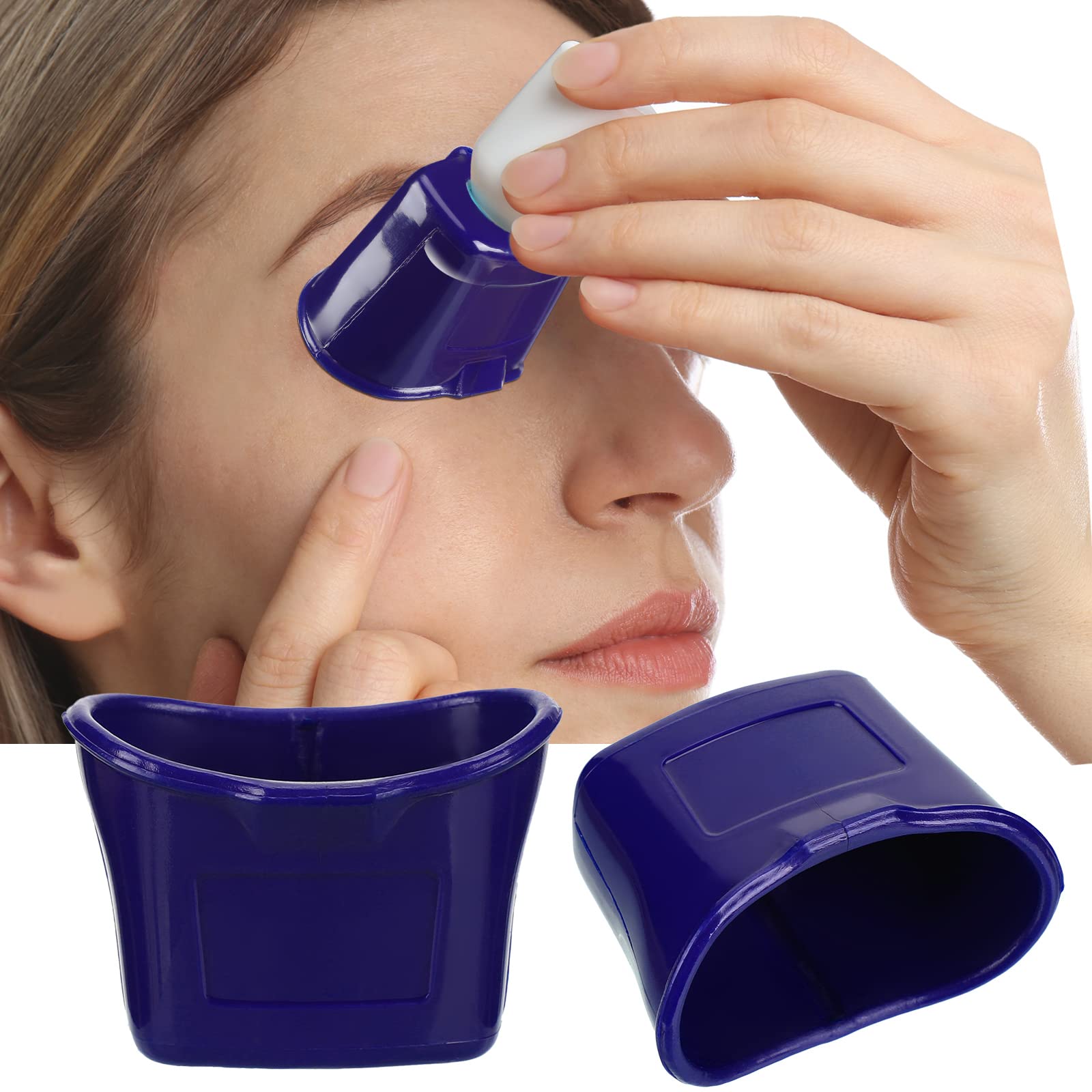 Close up view of the small light filtration hole on top of the Jutom eye drop cup dispenser designed to minimize blinking