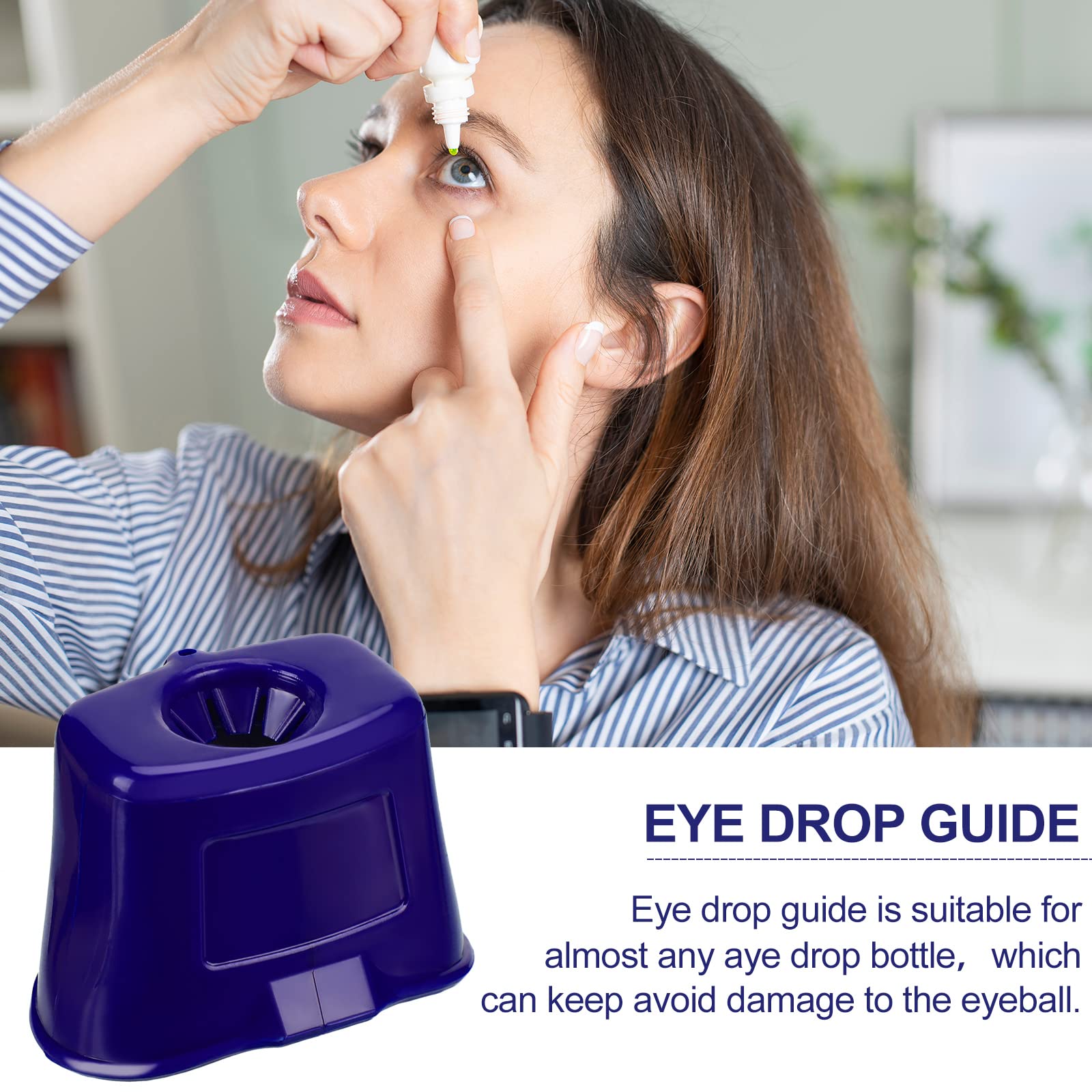 Jutom eye drop guide dispenser for elderly people demonstrating how it safely positions bottle tips away from the eye surface