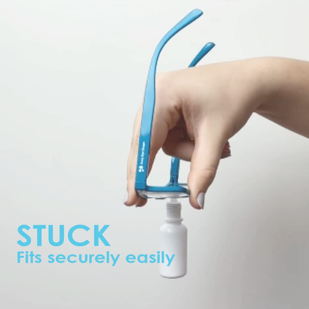 Easy Eye Drops guide glasses illustrating how standard pipettes fit securely into the frame.
