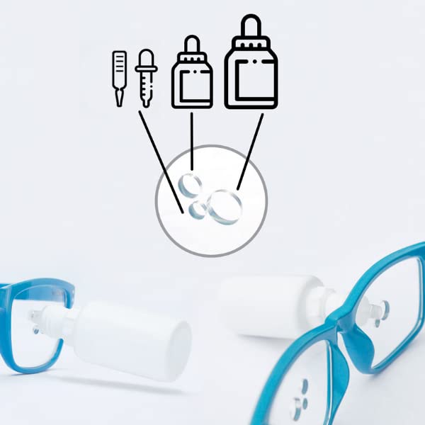 Packaging contents of the Easy Eye Drops glasses only variant with the user manual.
