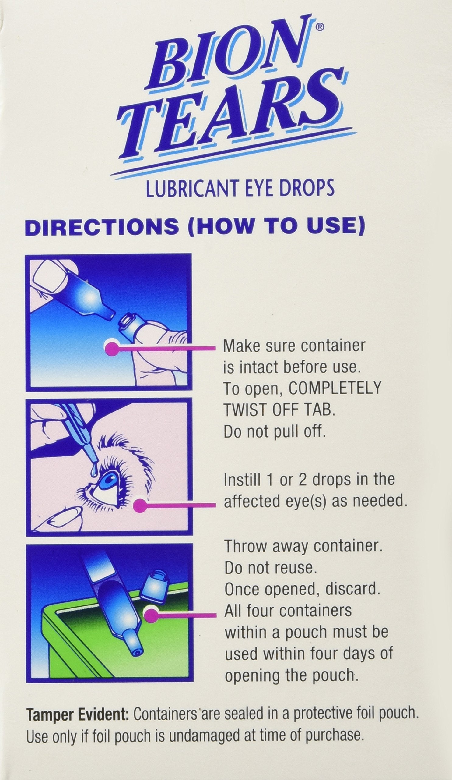 Alcon Bion Tears active ingredients dextran and hypromellose side panel