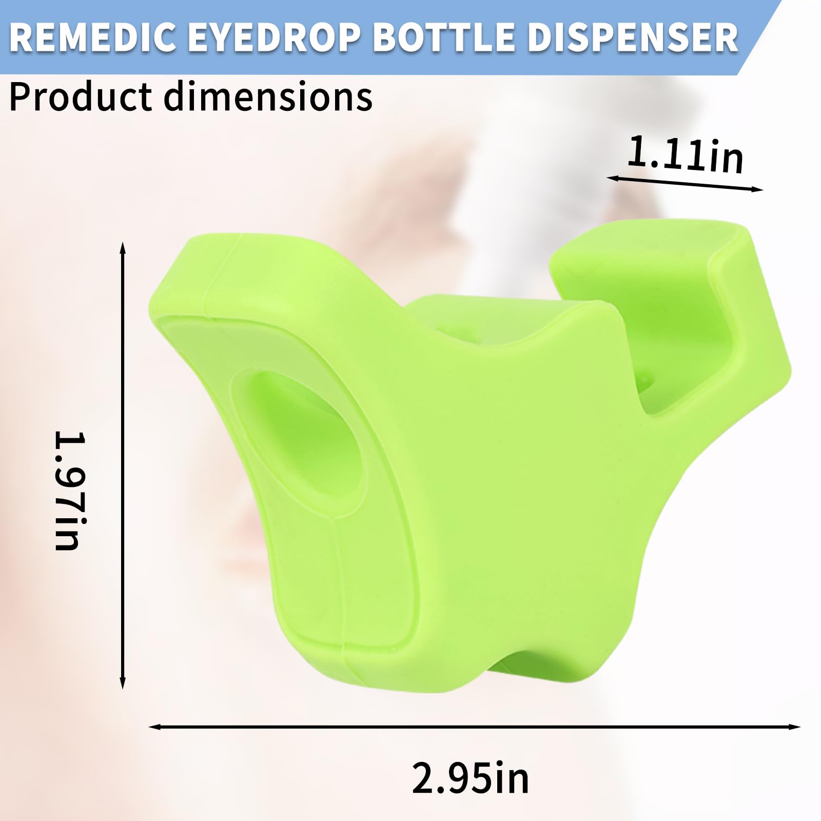 Gloxlite eye drop helper tool stabilizing a bottle for senior citizens and caregivers.