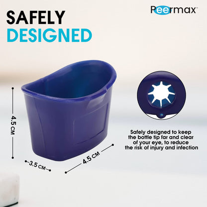 Authentic USA imported eye drop dispenser aid shown holding a standard medicine bottle.
