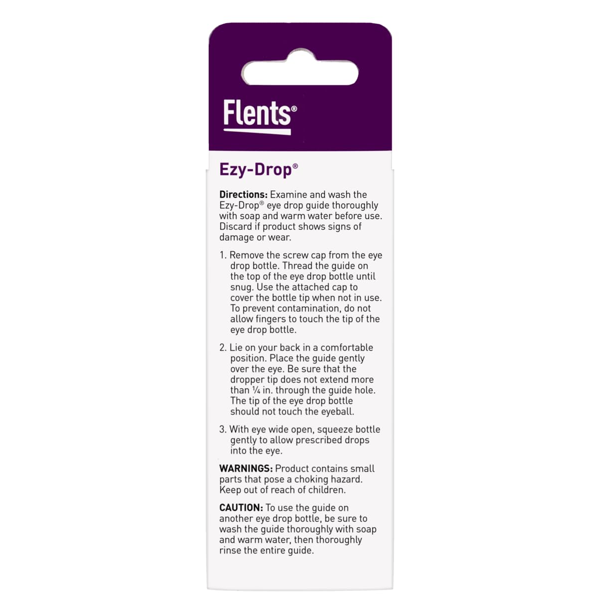 Durable Flents eye drop dispenser showing the contoured flared lip designed for comfortable face fit