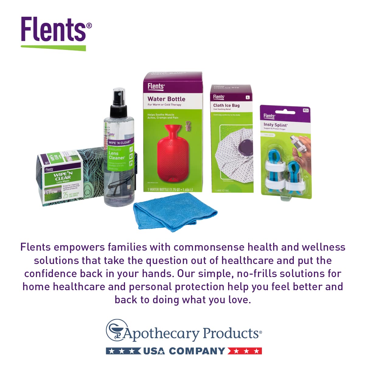 Authentic retail packaging of Flents Ezy-Drop Guide and Eyewash Cup imported from the United States