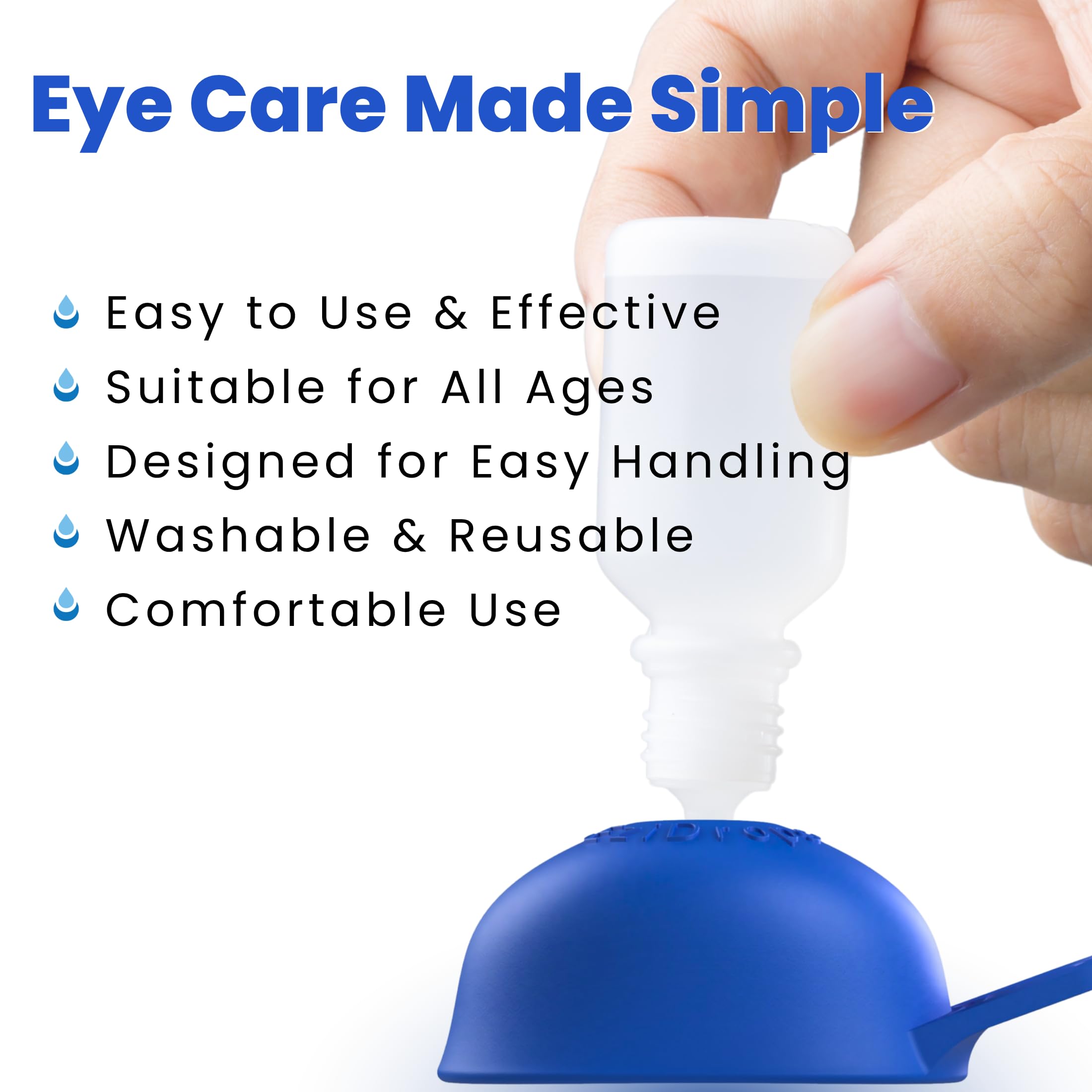 EziDrops blink reflex stopper package contents displaying the reusable blue applicator tool
