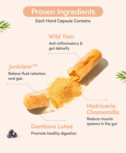 Daily serving of two vegan capsules for water retention and gut health support