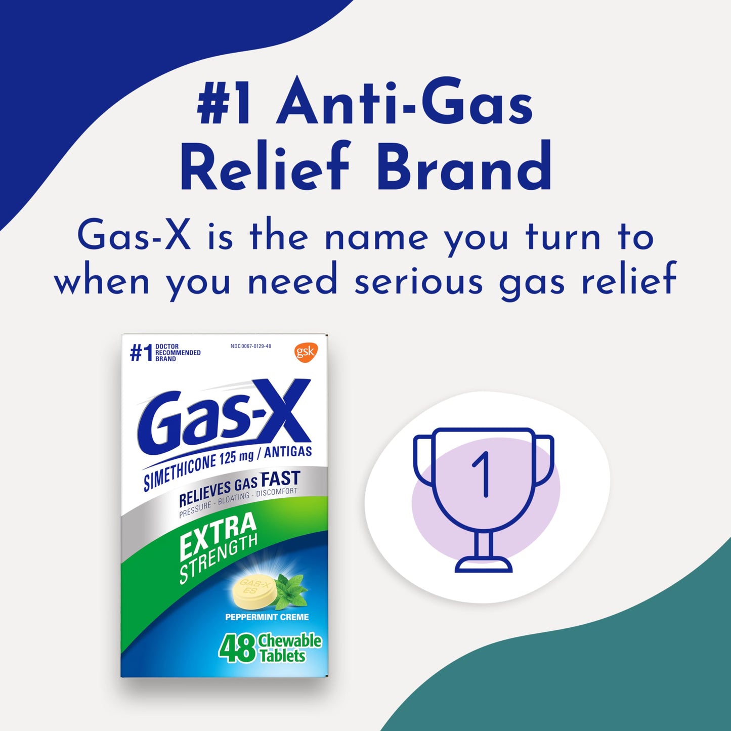 Gas-X anti gas chewable tablets 48 count bottle label information