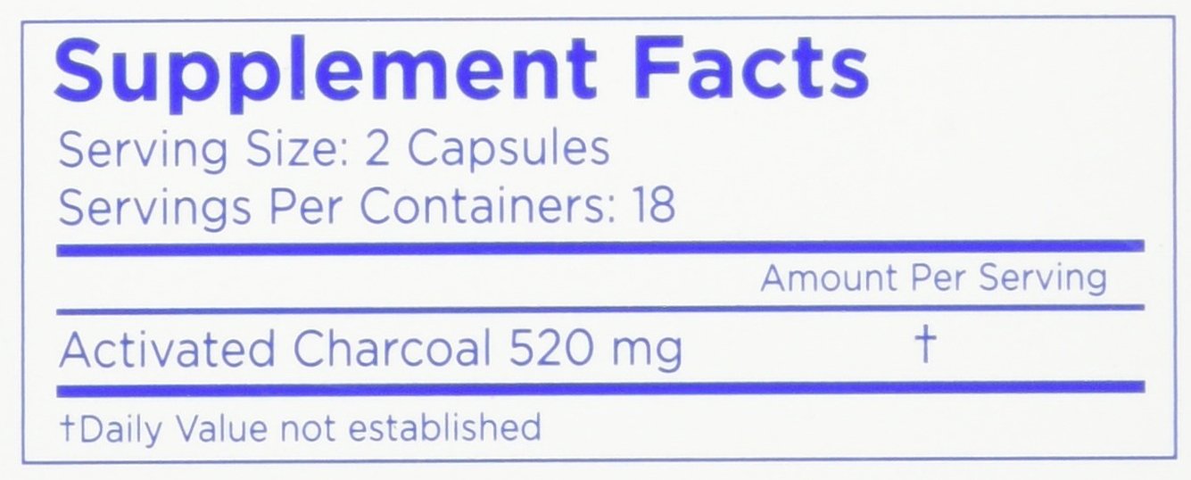 Charcocaps fast acting bloating and flatulence relief formula 260 mg supplement capsules bottle view