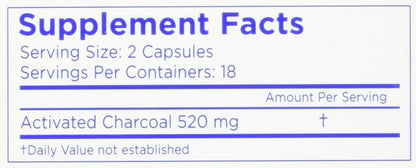 Charcocaps fast acting bloating and flatulence relief formula 260 mg supplement capsules bottle view