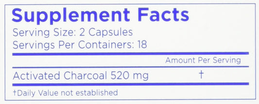 Charcocaps fast acting bloating and flatulence relief formula 260 mg supplement capsules bottle view