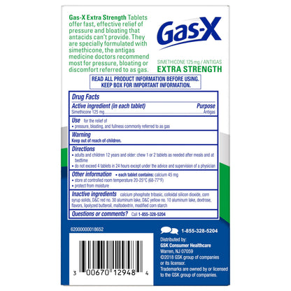 Gas-X Extra Strength chewable tablets for stomach gas management close up