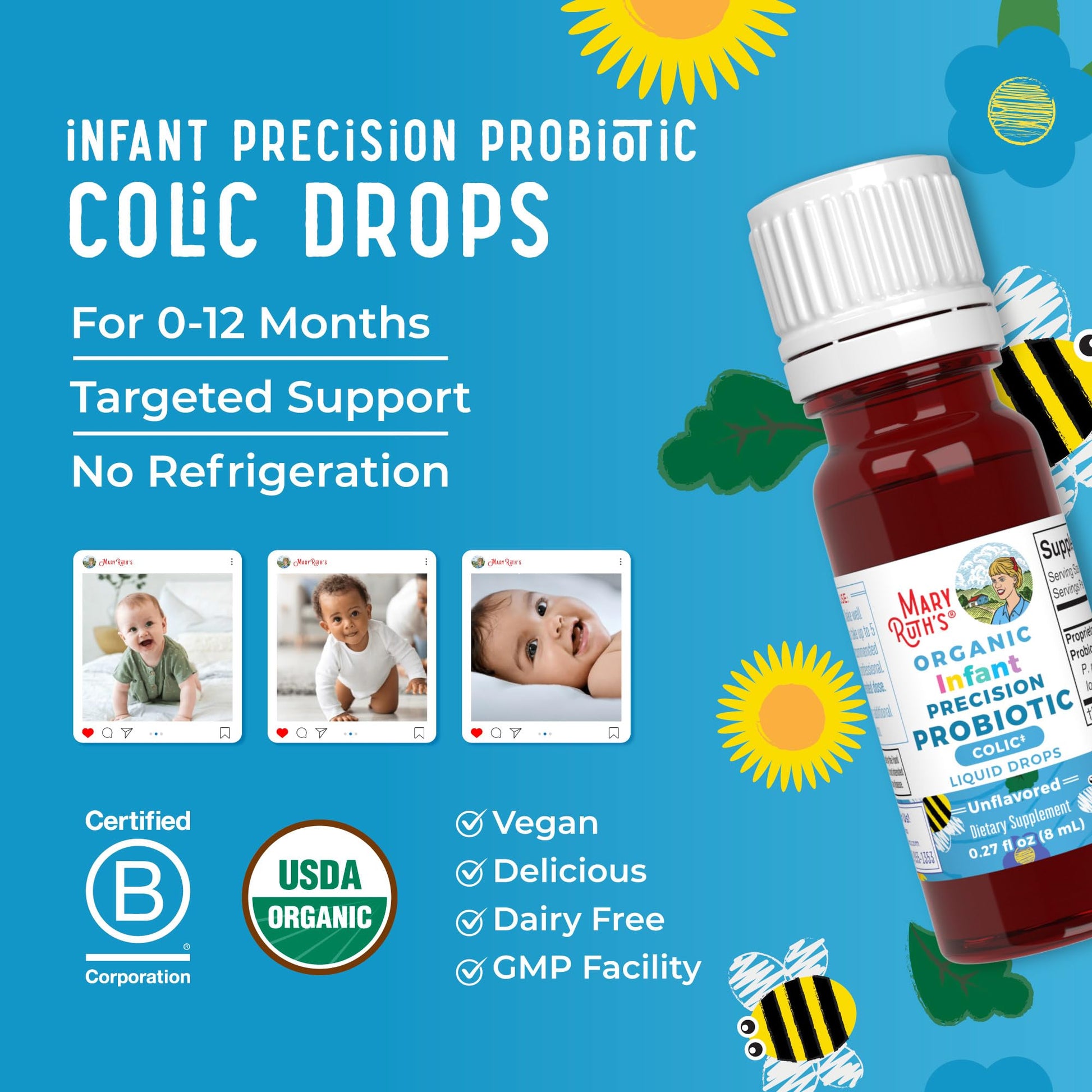 Imported MaryRuth Organics women probiotic drops displayed on a clean wellness lifestyle background