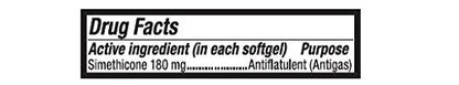 Advance Pharmaceutical Simethicone anti gas liquid softgels showcasing their small and easy to swallow design.