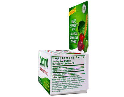 Beano natural food enzyme alpha galactosidase tablets for stomach comfort