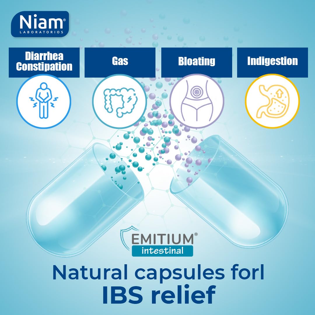 Emitium Intestinal supplement clear probiotic capsule and red nutrient capsule comparison