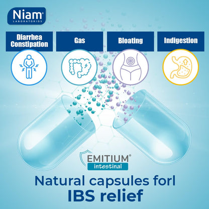 Emitium Intestinal supplement clear probiotic capsule and red nutrient capsule comparison