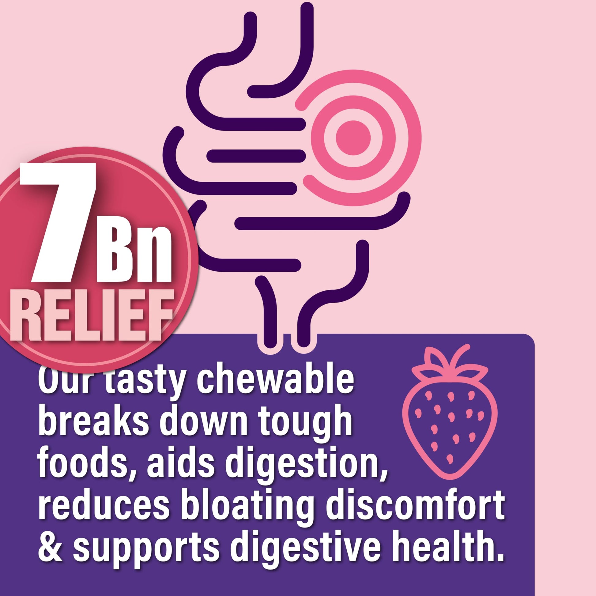 Lactobacillus reuteri and digestive enzymes chewable tablets for daily abdominal comfort.