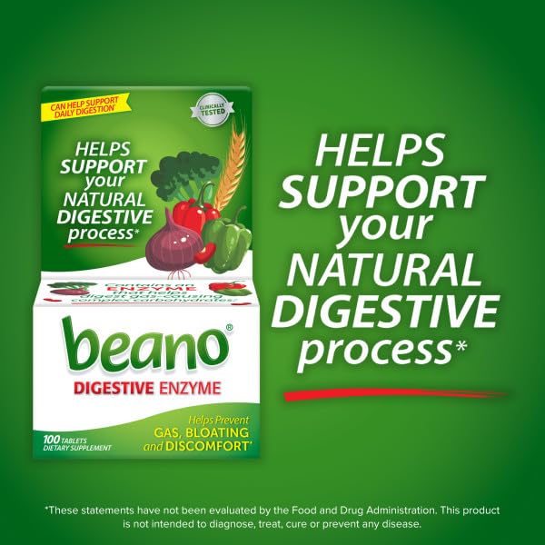 USA imported Beano gas prevention dietary supplement packaging displaying directions for use