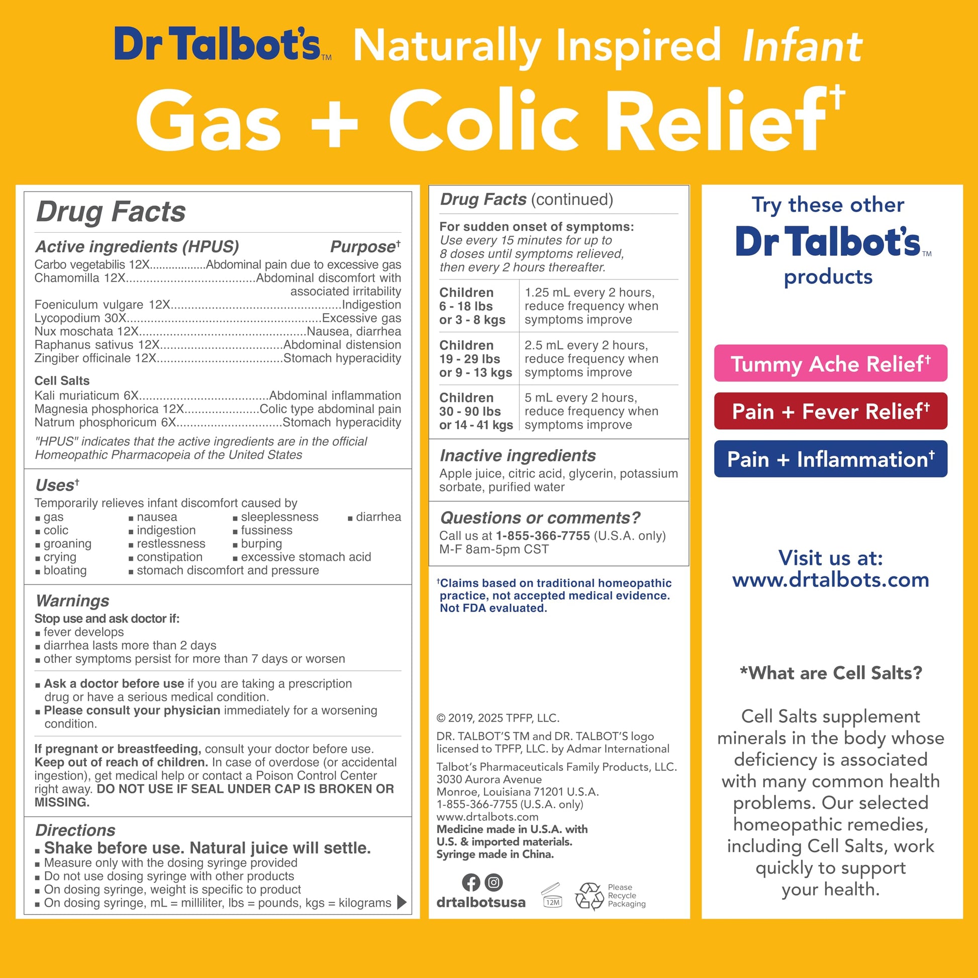 USA imported baby health care product from Dr. Talbot's for infant gas pain relief