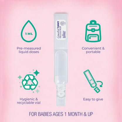 Sterile single use liquid vials of Boiron Camilia infant tummy drops