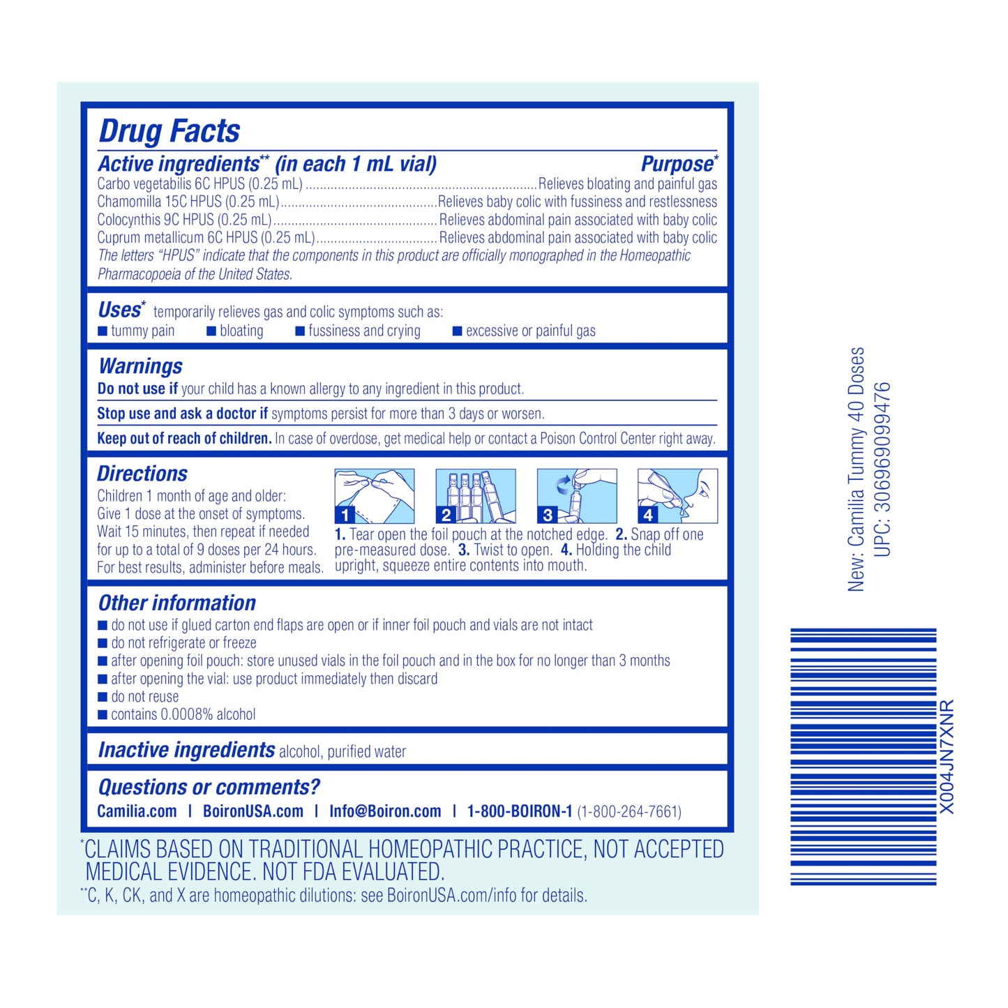 Hygienic pre measured liquid doses of Camilia Tummy for babies