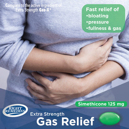 Extra strength anti gas green softgels by Right Remedies for fast pressure relief