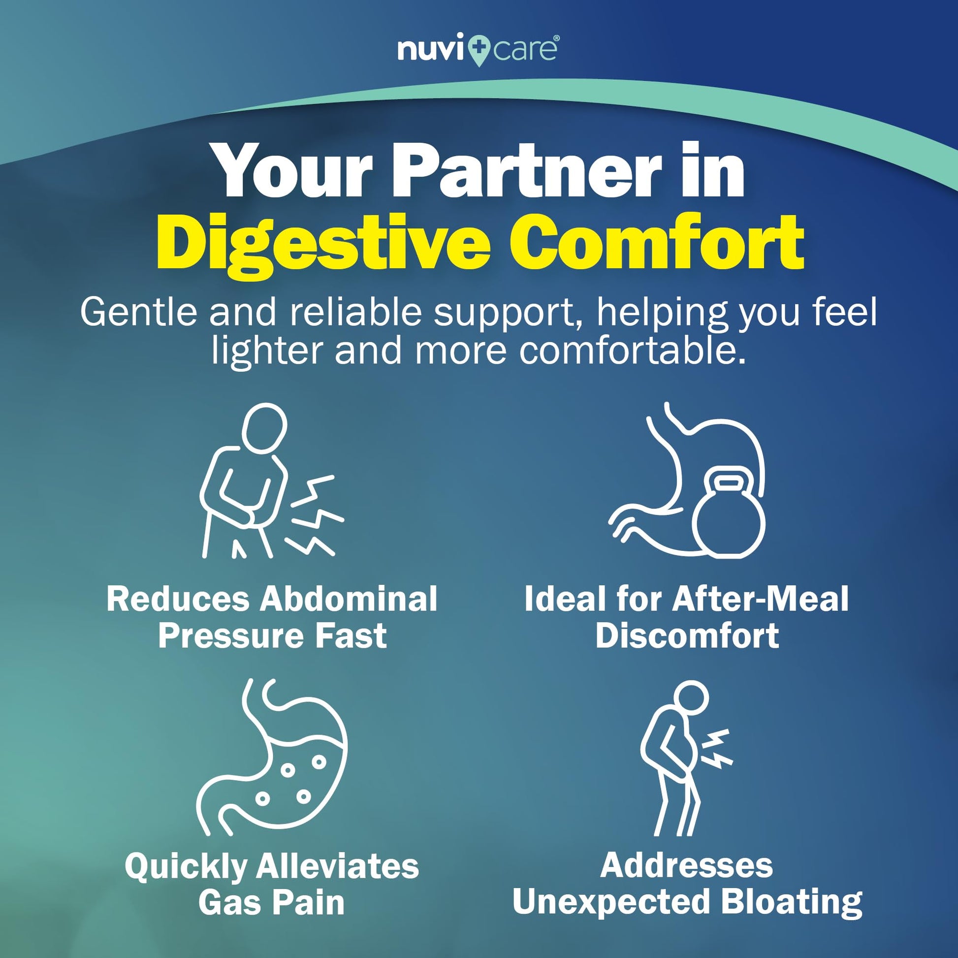 NUVICARE extra strength digestive wellness softgels for adults close up view.