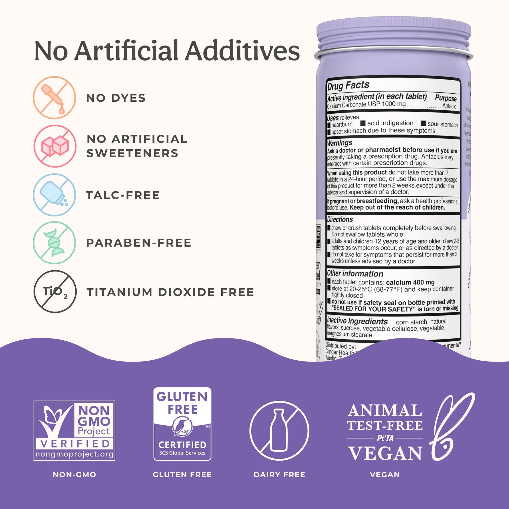 Wonderbelly maximum strength digestive relief tablets in wild berry flavor showing chewable format.