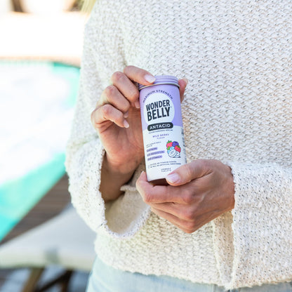 Wonderbelly authentic USA imported antacid bottle for heartburn and acid indigestion relief.