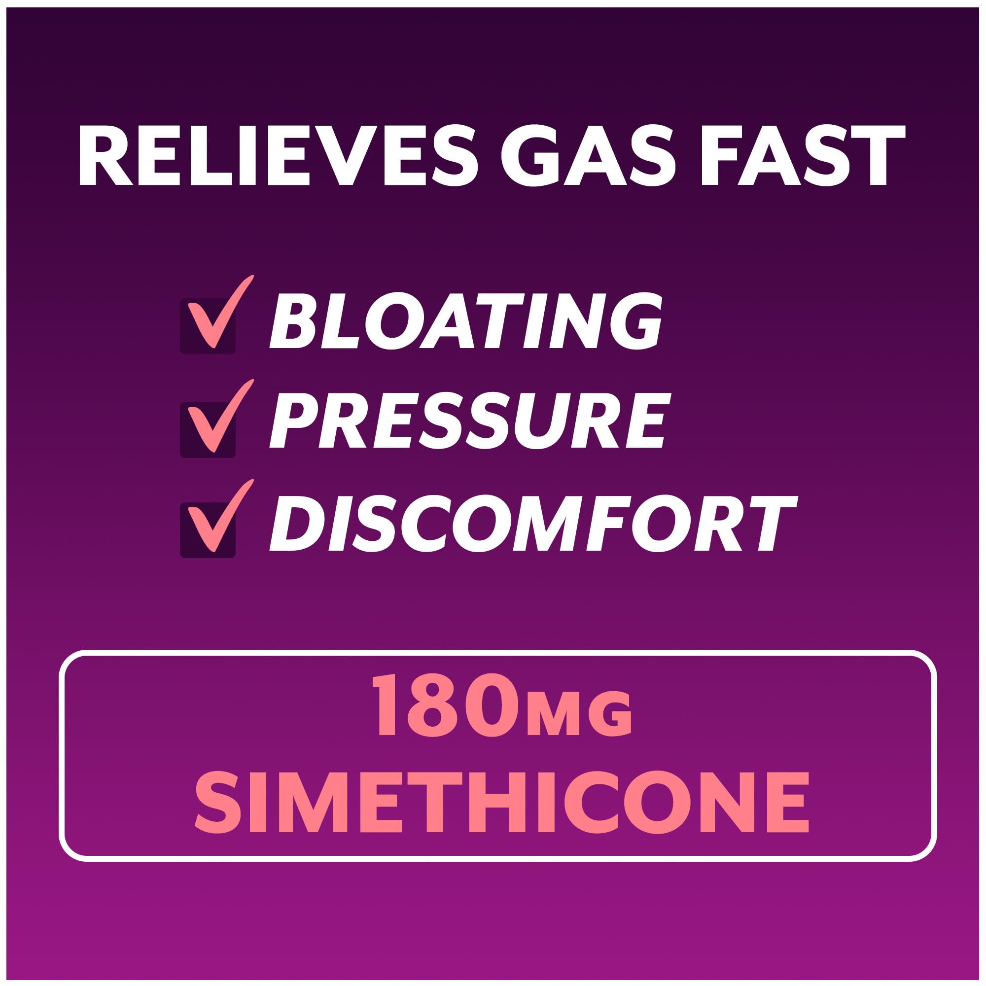 Phazyme 180 milligrams simethicone softgels blister pack for portable adult bloating relief