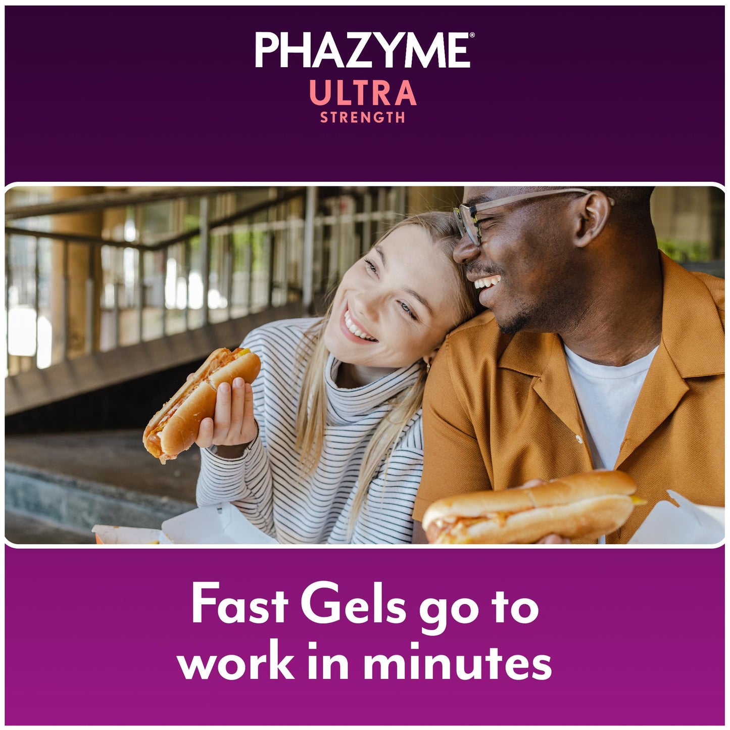 Phazyme fast-acting anti-gas softgels container side view with usage instructions
