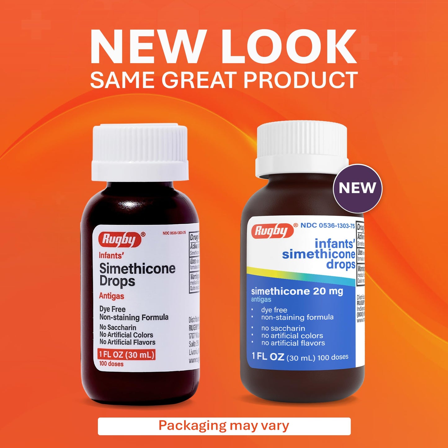 Rugby simethicone 20 mg liquid drops 1 fluid ounce bottle label details