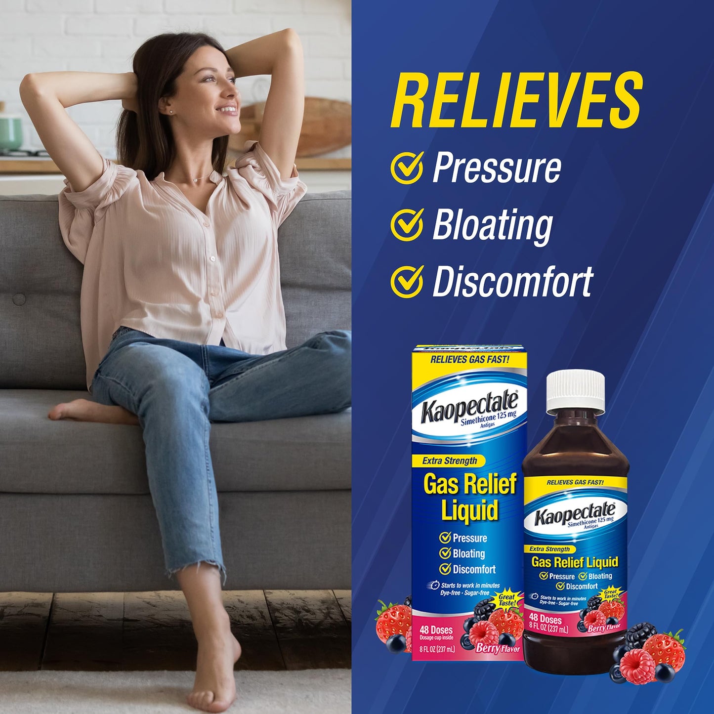Kaopectate digestive care fast acting simethicone liquid for adults
