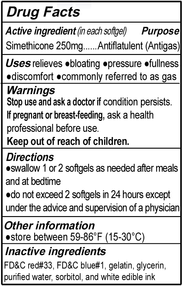 Authentic RXZELL maximum strength anti gas softgels for rapid gut discomfort and bloating aid