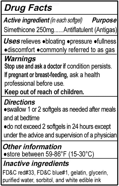 Authentic RXZELL maximum strength anti gas softgels for rapid gut discomfort and bloating aid