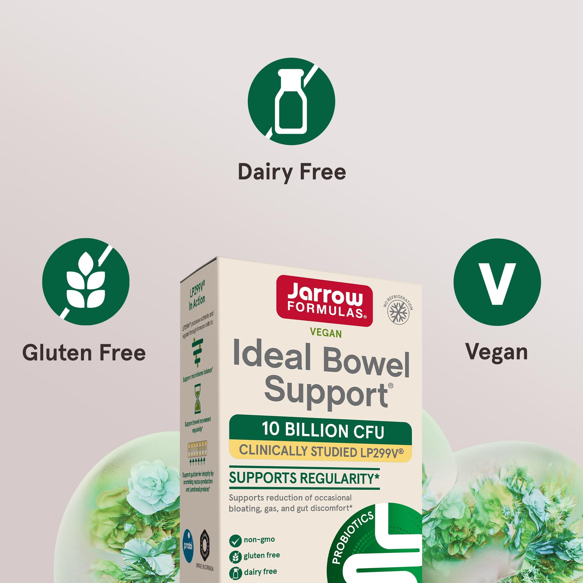 Vegan and gluten free authentic intestinal health supplement container