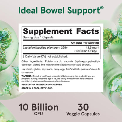 Jarrow Formulas bowel support 30 count bottle showing usage instructions