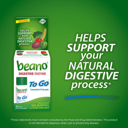 Beano alpha galactosidase enzyme tablets for anti gas protection during meals