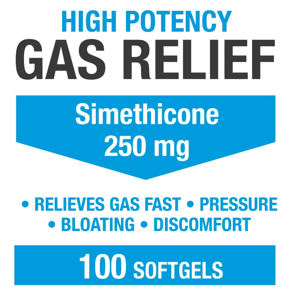High potency gas relief softgels for bloating and pressure treatment