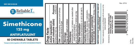 Extra strength anti flatulence peppermint chewable pills packaging showing nutritional facts