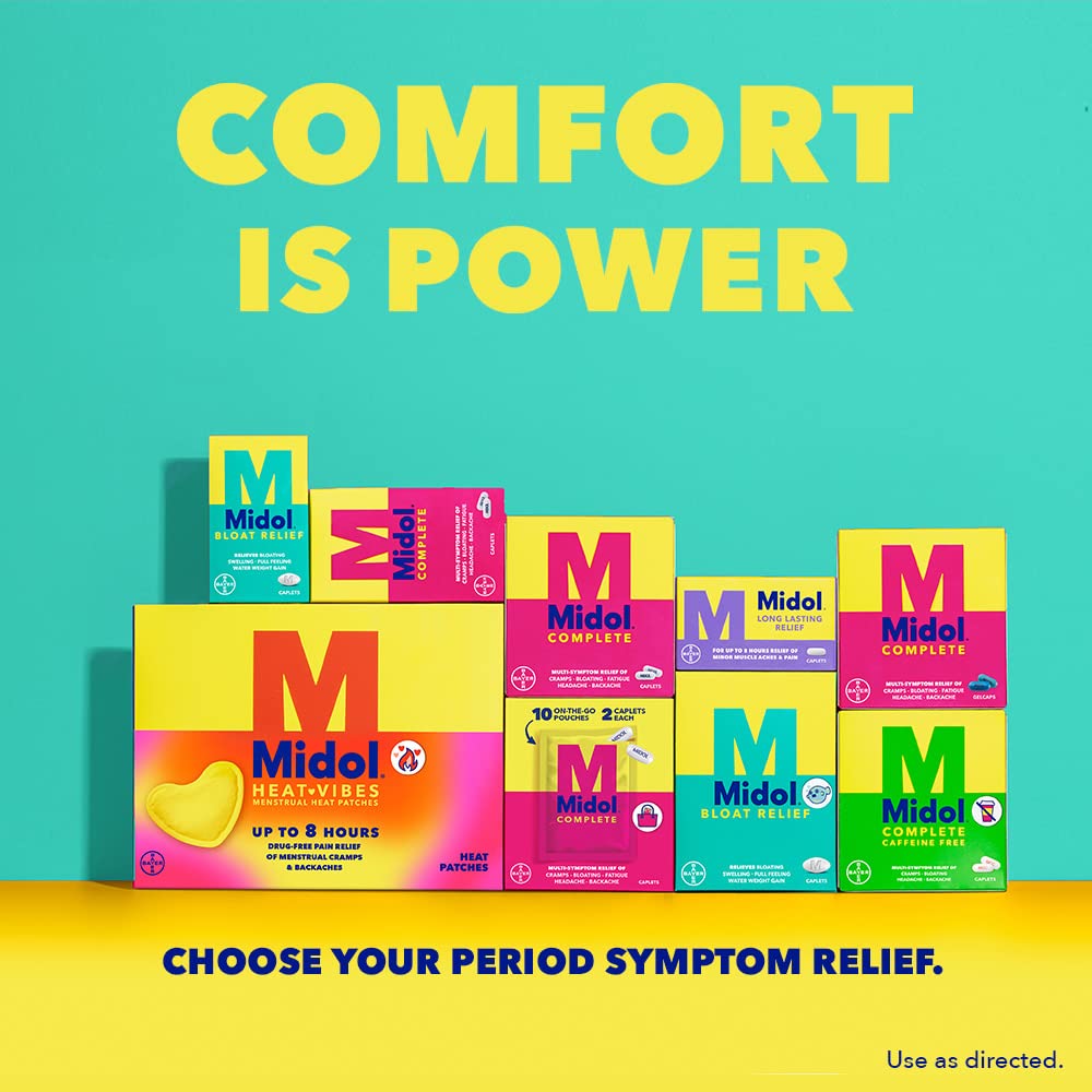 Authentic USA imported Midol packaging showing active pamabrom ingredient